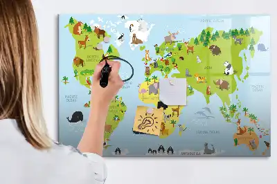 Magnetická kreslící tabule mapa světa se zvířaty