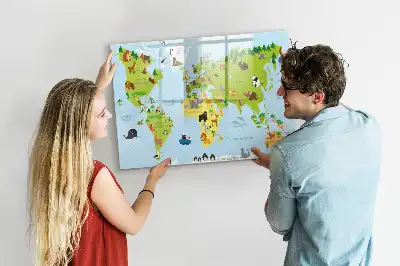 Magnetická kreslící tabule mapa světa se zvířaty