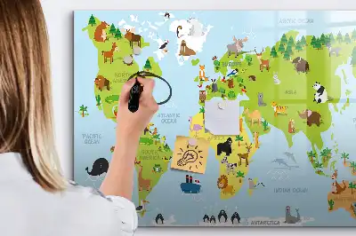 Magnetická kreslící tabule mapa světa se zvířaty