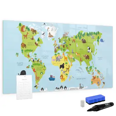 Magnetická kreslící tabule mapa světa se zvířaty