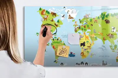 Magnetická kreslící tabule mapa světa se zvířaty