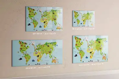 Magnetická kreslící tabule mapa světa se zvířaty