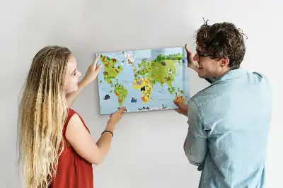 Magnetická kreslící tabule mapa světa se zvířaty