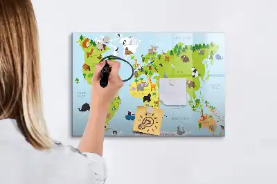 Magnetická kreslící tabule mapa světa se zvířaty