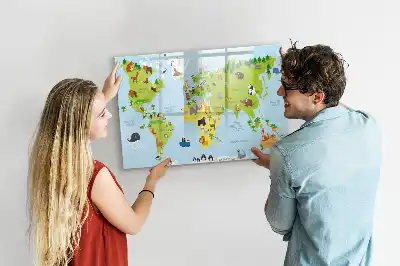 Magnetická kreslící tabule mapa světa se zvířaty