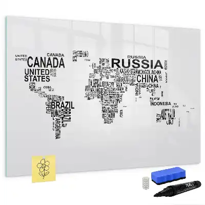 Popisovatelná magnetická tabule kontinenty z písmen