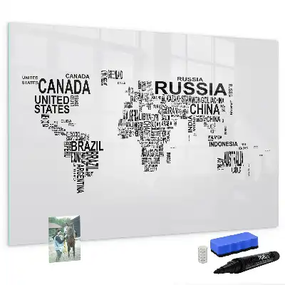 Popisovatelná magnetická tabule kontinenty z písmen