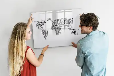 Popisovatelná magnetická tabule kontinenty z písmen