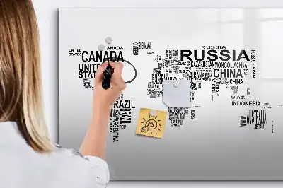 Popisovatelná magnetická tabule kontinenty z písmen