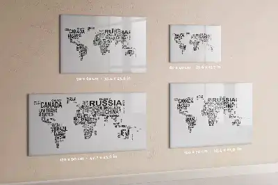 Popisovatelná magnetická tabule kontinenty z písmen
