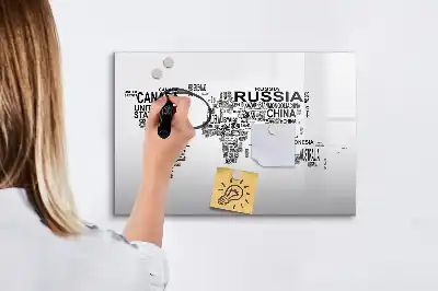 Popisovatelná magnetická tabule kontinenty z písmen