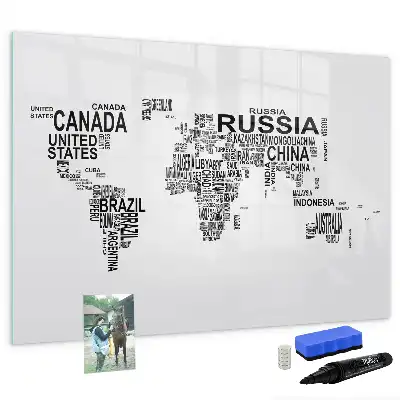 Popisovatelná magnetická tabule kontinenty z písmen