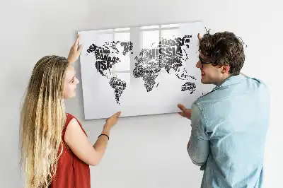 Mapa světa popisovatelná magnetická tabule