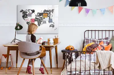Mapa světa popisovatelná magnetická tabule