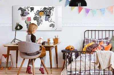 Mapa světa popisovatelná magnetická tabule