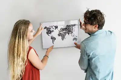 Mapa světa popisovatelná magnetická tabule