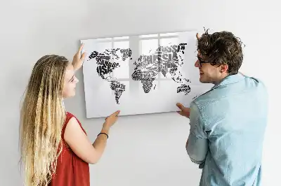 Mapa světa popisovatelná magnetická tabule