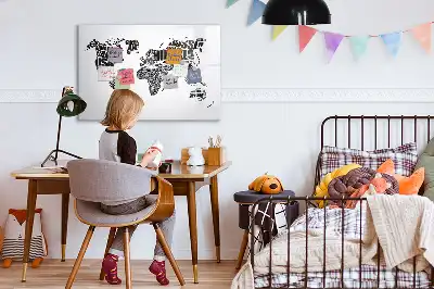 Mapa světa popisovatelná magnetická tabule