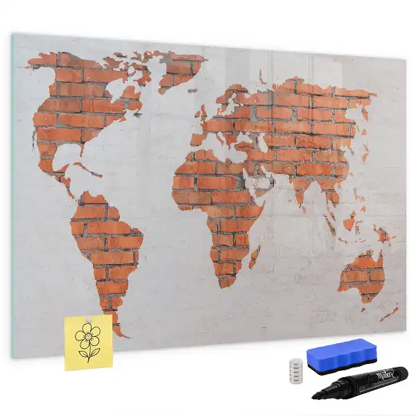Magnetická kreslící tabule cihlová mapa světa