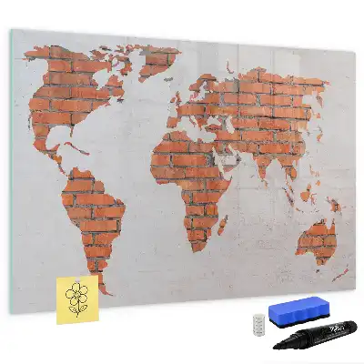 Magnetická kreslící tabule cihlová mapa světa