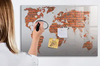 Magnetická kreslící tabule cihlová mapa světa