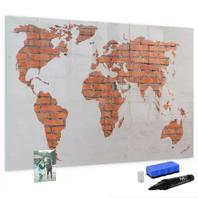 Magnetická kreslící tabule cihlová mapa světa