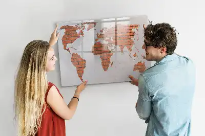 Magnetická kreslící tabule cihlová mapa světa