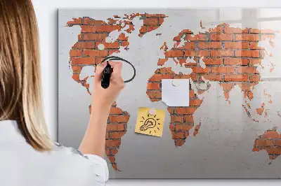 Magnetická kreslící tabule cihlová mapa světa