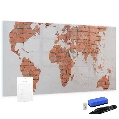 Magnetická kreslící tabule cihlová mapa světa
