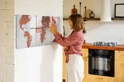 Magnetická kreslící tabule cihlová mapa světa