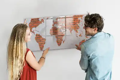 Magnetická kreslící tabule cihlová mapa světa