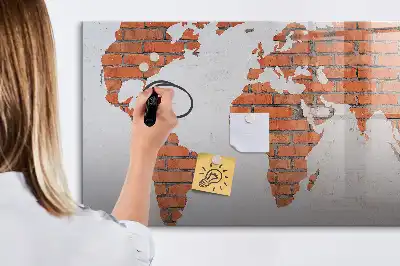 Magnetická kreslící tabule cihlová mapa světa