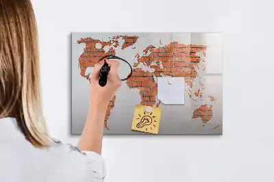 Magnetická kreslící tabule cihlová mapa světa