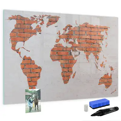 Magnetická kreslící tabule cihlová mapa světa