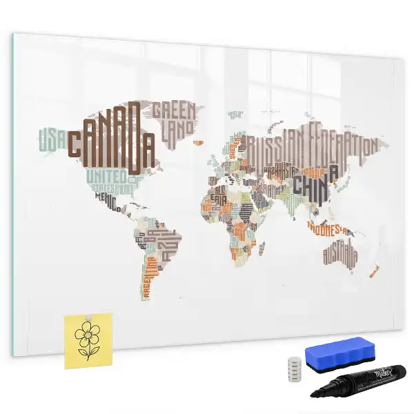 Popisovatelná magnetická tabule mapa z barevných písmen