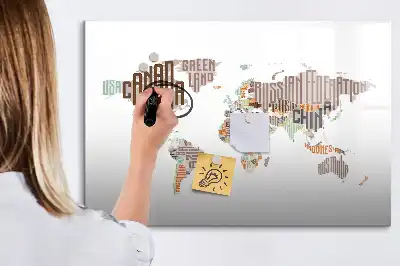 Popisovatelná magnetická tabule mapa z barevných písmen