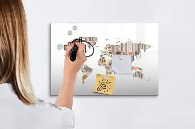 Popisovatelná magnetická tabule mapa z barevných písmen