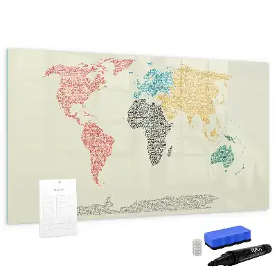 Magnetická kreslící tabule v designu mapy světa z písmen
