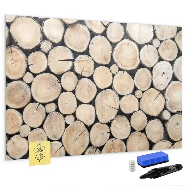 Popisovatelná magnetická tabule v designu kácených kmenů stromů