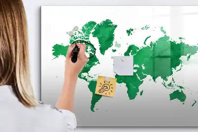 Magnetická kreslící tabule zelená mapa světa