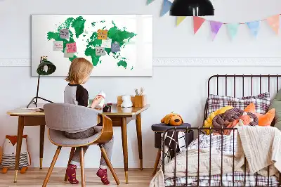 Magnetická kreslící tabule zelená mapa světa