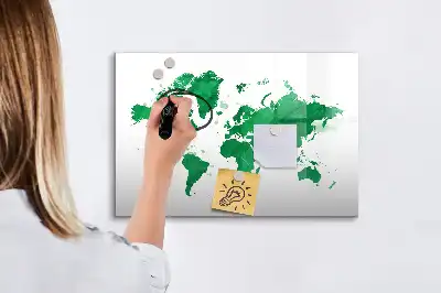 Magnetická kreslící tabule zelená mapa světa