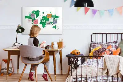 Magnetická kreslící tabule zelená mapa světa