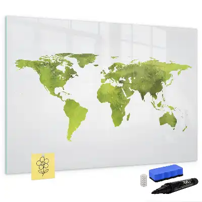 Akvarelová mapa světa popisovatelná magnetická tabule