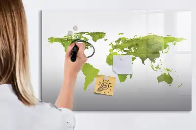 Akvarelová mapa světa popisovatelná magnetická tabule