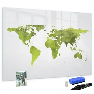 Akvarelová mapa světa popisovatelná magnetická tabule