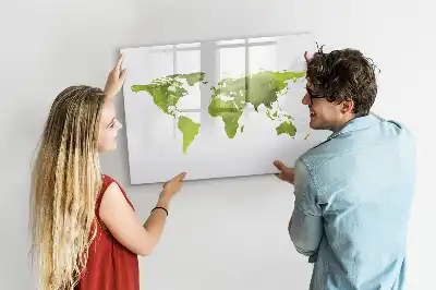 Akvarelová mapa světa popisovatelná magnetická tabule