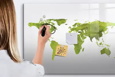 Akvarelová mapa světa popisovatelná magnetická tabule