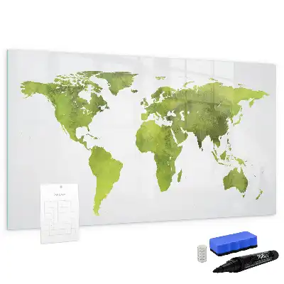 Akvarelová mapa světa popisovatelná magnetická tabule