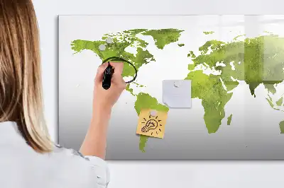 Akvarelová mapa světa popisovatelná magnetická tabule